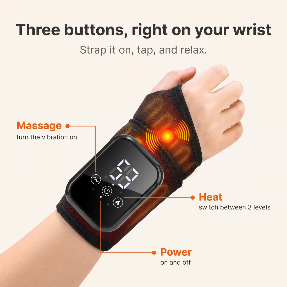 Wristora Heated Wrist Massager - Warming & Vibrating Wrist Brace