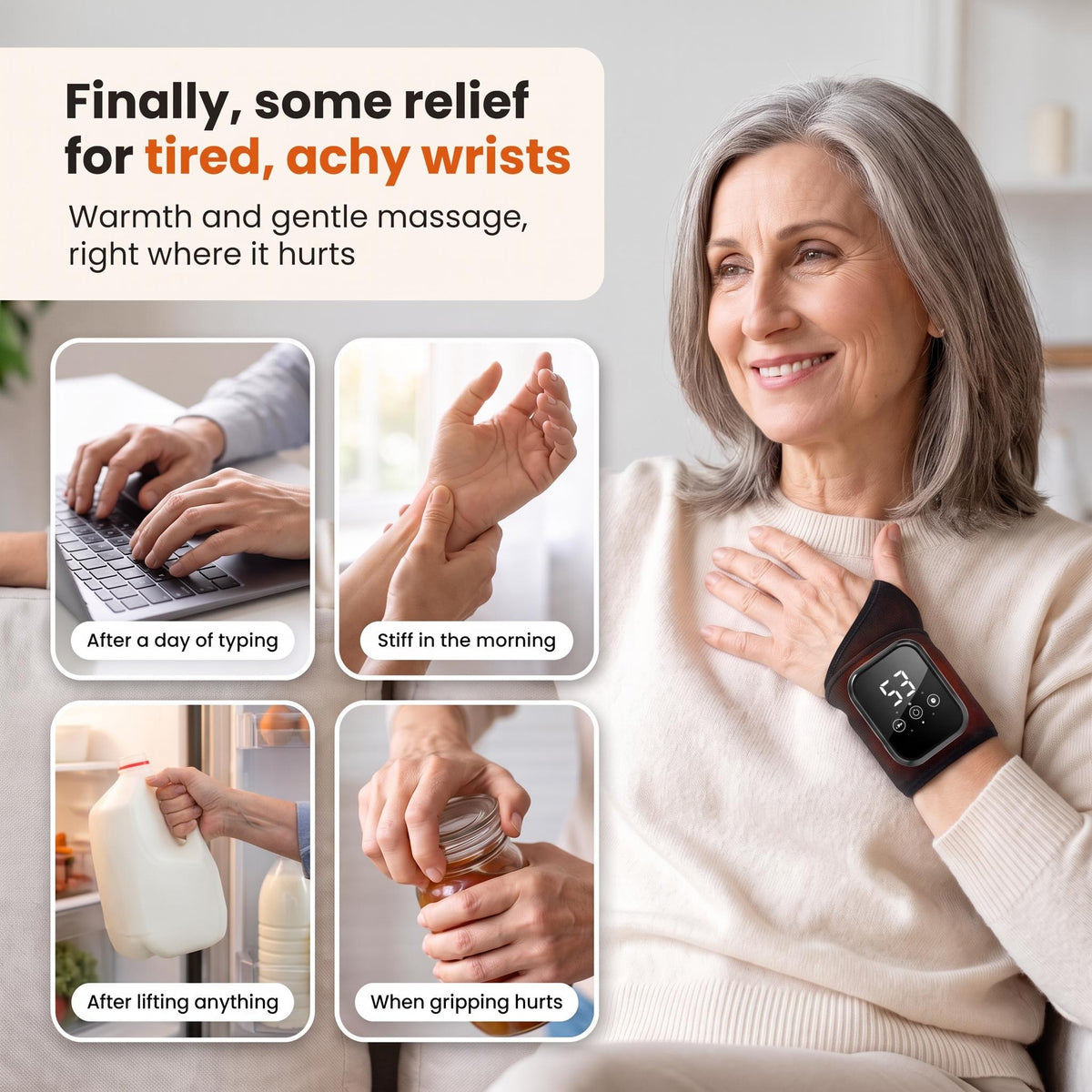 Wristora Heated Wrist Massager - Warming & Vibrating Wrist Brace